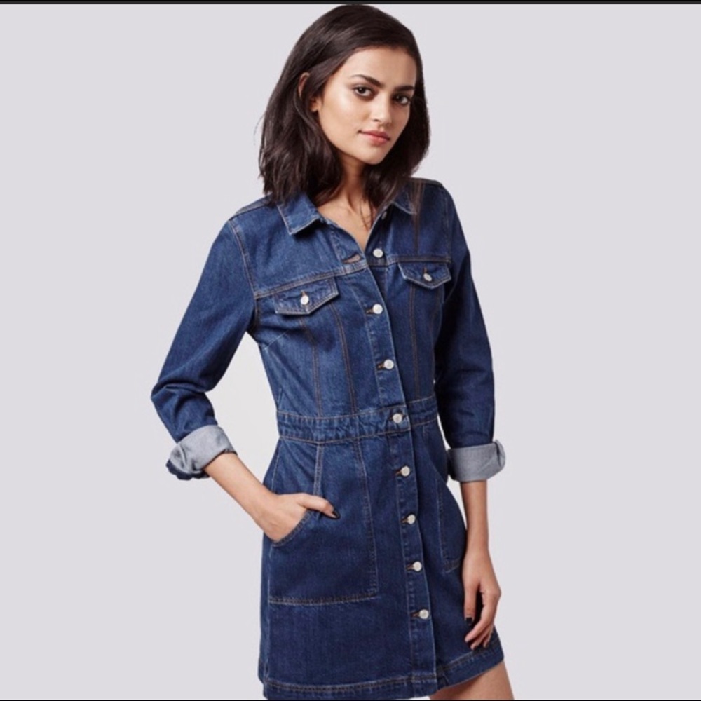 TopShop Moto Western stitch button-up denim dress
